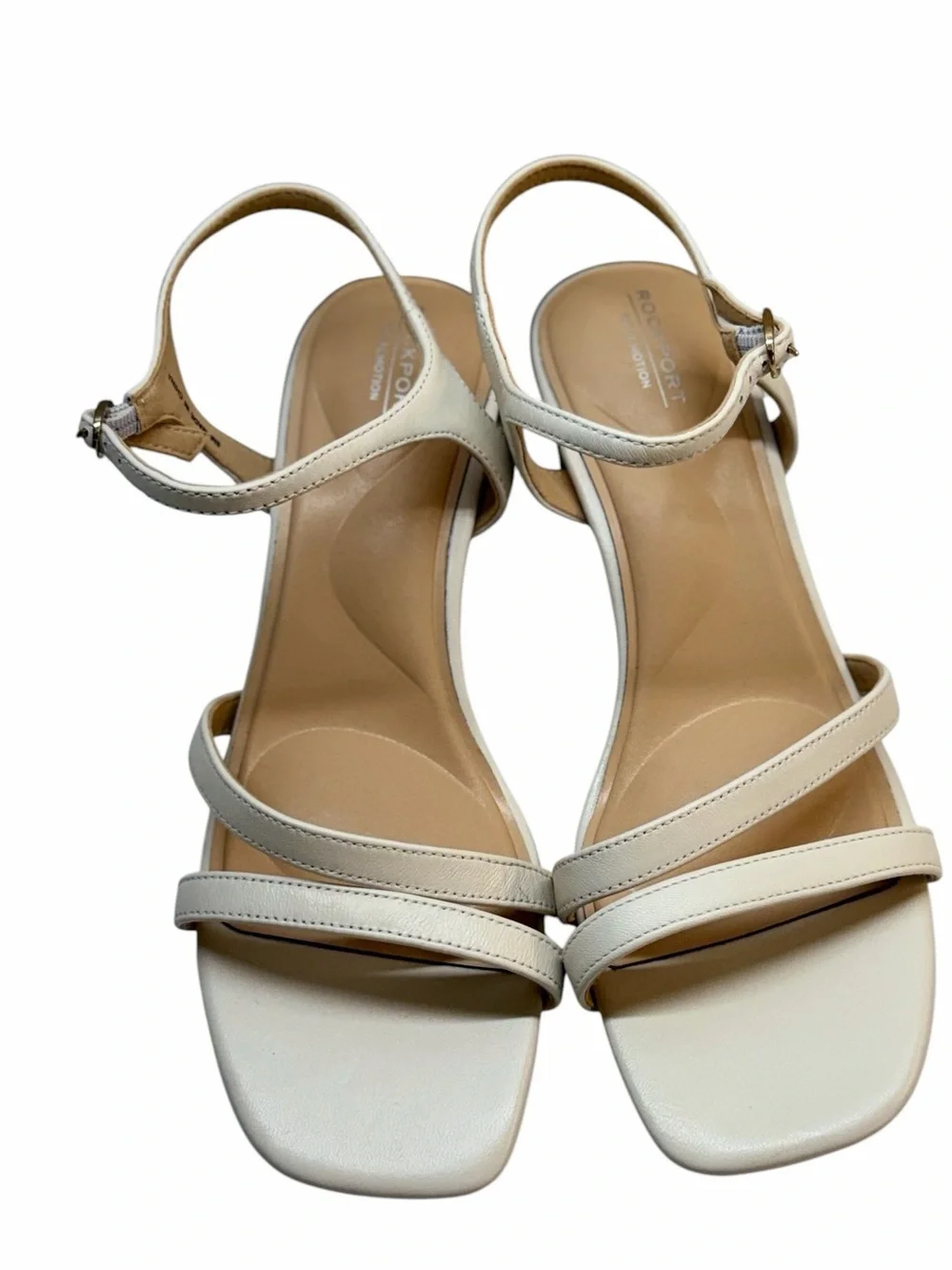 Rockport Total Motion RWTEDDY White Leather Strappy Sandals Size 8 NWOT